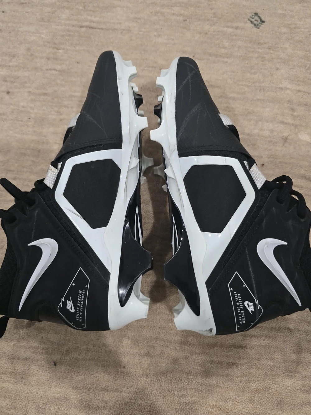 Nike Black and White Alpha Youth Football Cleats